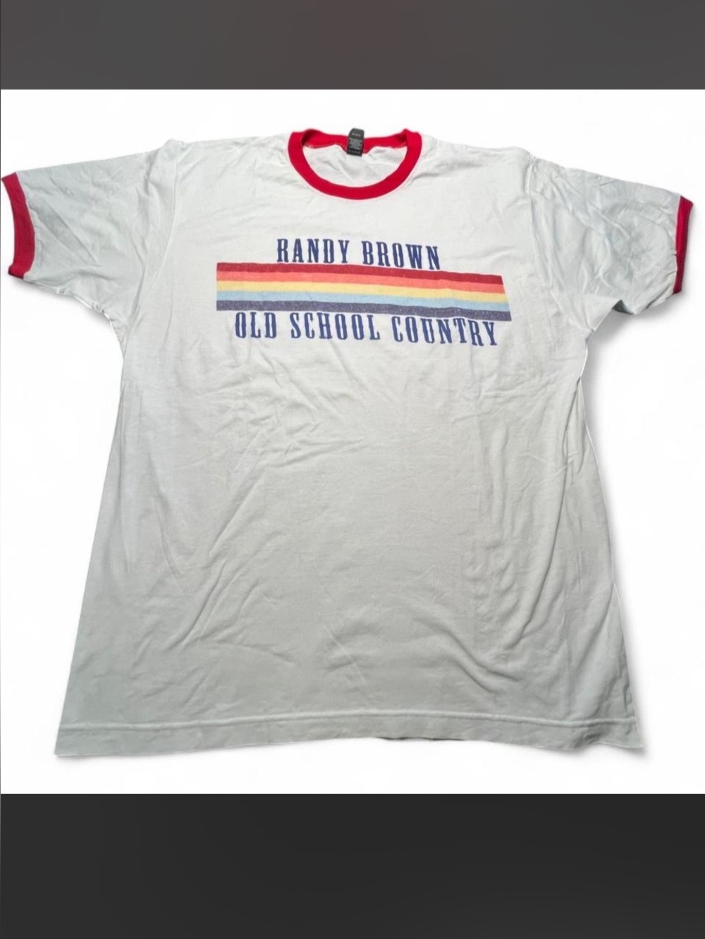 Tultex White retro style Randy Brown band shirt, country, L